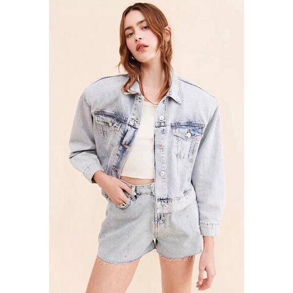 Free People Jackets & Blazers - Free People Nocturne Studded Women’s denim blue Jacket Size L